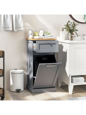 COSTWAY Wäscheschrank mit Wäschekorb 40 x 37 x 82 cm in Grau