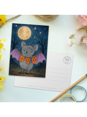 Mr. & Mrs. Panda Postkarte Fledermaus Boo Design ohne Spruch in Weiß