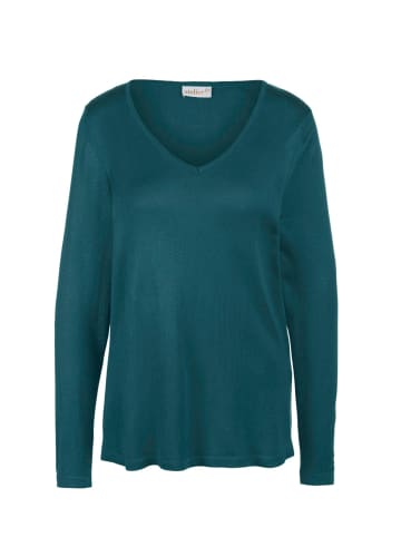 GOLDNER Kurzgröße:  Unkomplizierter Pullover mit V-Ausschnitt in petrol