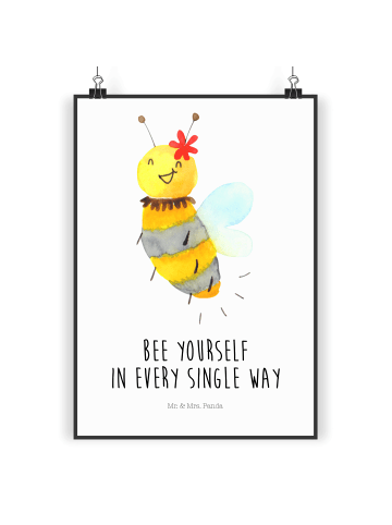 Mr. & Mrs. Panda Bild Biene Blume mit Spruch in Weiß