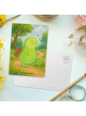 Mr. & Mrs. Panda Postkarte Schildkröte Pfeifen Design ohne Spruch in Weiß