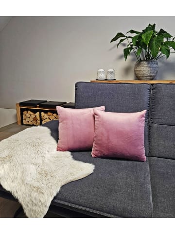 JACK 2er Set Teddy Flausch Kissen 40x40cm in Antik Rosa