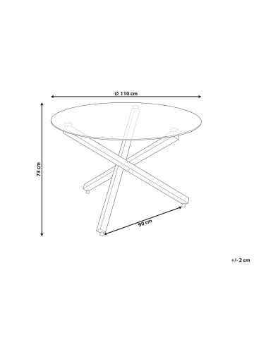Beliani Esszimmertisch BUTLER in Silber - (W) 110 x (H) 73 x (L) 110 cm