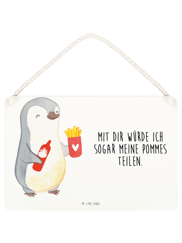Mr. & Mrs. Panda Deko Schild Pinguin Pommes mit Spruch in Weiß