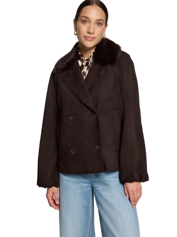 Zero  Outdoorjacke mit Kunstfellkragen in Chocolate Plum