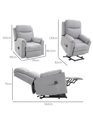 HOMCOM Aufstehsessel-83B x 89T x 102H cm-Hellgrau