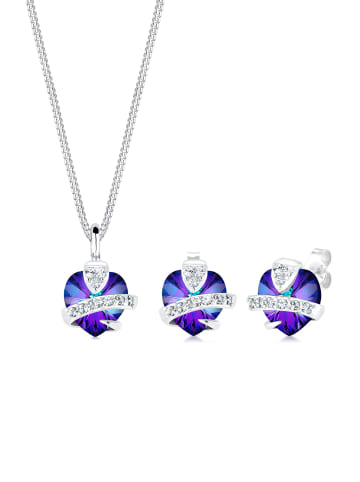 Elli Schmuckset 925 Sterling Silber Herz in Violett