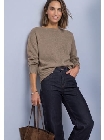 Street One Langarm Strickpullover mit U-Boot-Ausschnitt in Sanded Amber Mel.
