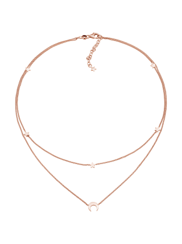 Elli Halskette 925 Sterling Silber Astro, Halbmond, Sterne, Stern in Rosegold