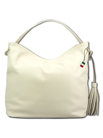 Florence Florence Schultertasche, Shopper Leder beige, weiß ca. 45cm breit