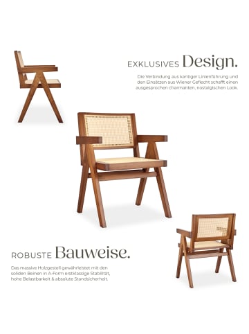 tectake Armlehnstuhl im Boho-Stil, 59 x 56,5 x 82,5 cm, Belastbarkeit 120 kg