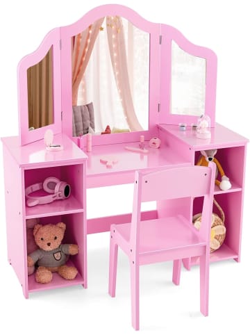 COSTWAY Kinder Schminktisch-Set in Rosa