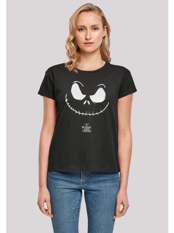 F4NT4STIC Ladies Box Tee Disney Nightmare Before Christmas Jack Face in schwarz