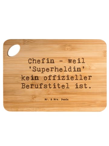Mr. & Mrs. Panda Küchenbrett Spruch Chefin Superheldin mit Spruch in Braun