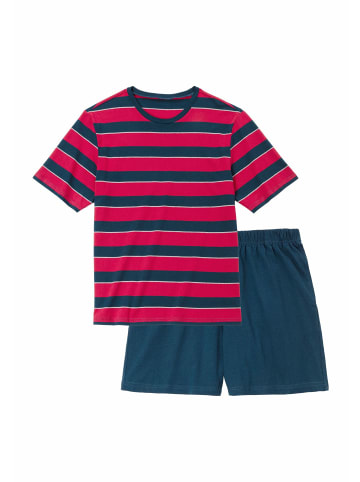 H.I.S Pyjama in rot-navy-gestreift, navy