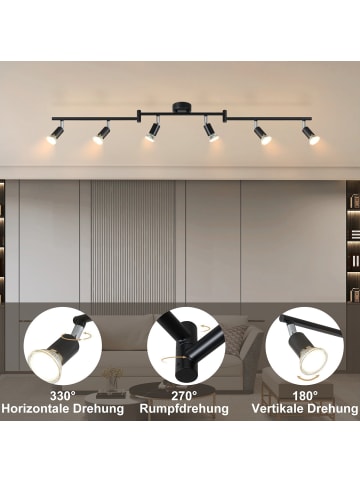 ZMH Deckenleuchte in schwarz 6-flammige GU10 schwenkbar Küchenlampe L 108 cm