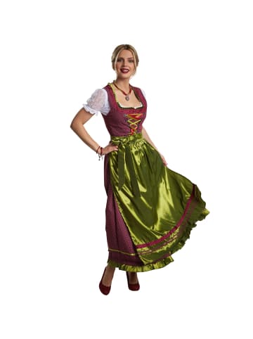 tectake Frauenkostüm Maxi-Dirndl Ruhpolding Modell 2 in rot/grün