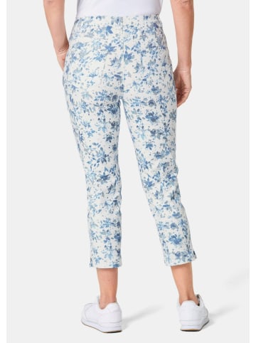 GOLDNER Druckhose Druckhose mit ausgefallenem Blumenmuster in blau / grau / gemustert