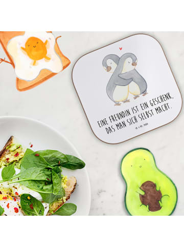 Mr. & Mrs. Panda Tischuntersetzer Geschenk Freundin mit Spruch in Weiß