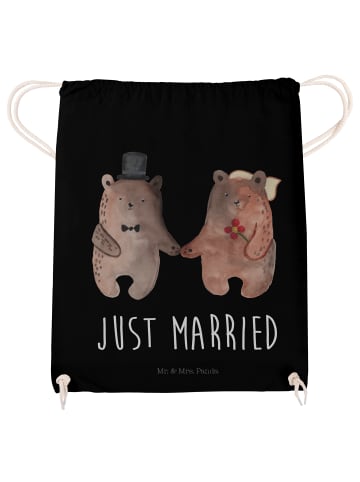 Mr. & Mrs. Panda Jutebeutel Bär Heirat mit Spruch in Schwarz