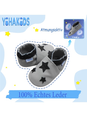 Yihakids Baby Krabbelschuhe aus Leder, weiche Lauflernschuhe mit rutschfester Sohle 