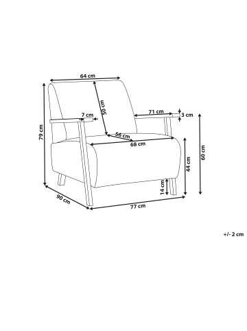 Beliani Sessel LESJA in Braun/Heller Holzfarbton - (W) 77 x (H) 79 x (L) 90 cm