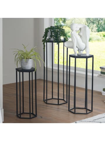 FineBuy Beistelltisch in Schwarz / Mango / 35x35x90