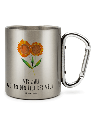 Mr. & Mrs. Panda Thermobecher Blume Sonnenblume mit Spruch in Silber