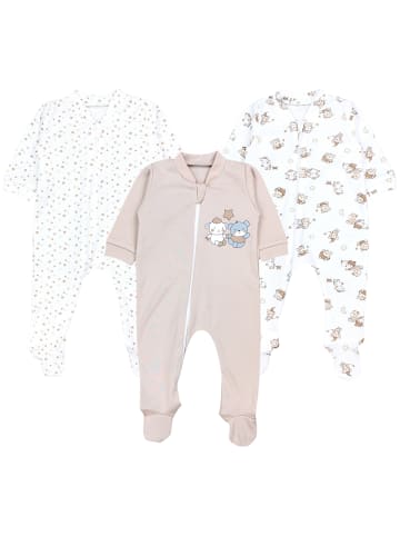 TupTam Baby Unisex Schlafstrampler mit Fuß 3er Pack in beige/weiß
