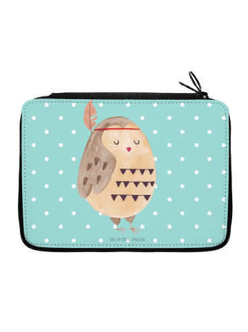 Mr. & Mrs. Panda Menschrmäppchen Eule Federschmuck ohne Spruch in Türkis Pastell