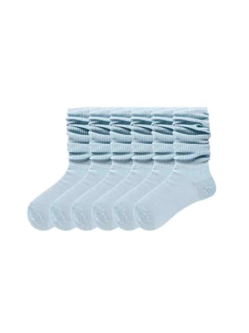 MUNADUNA 6er-Pack Faltende Lange Socken in Blau