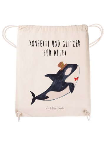 Mr. & Mrs. Panda Gymnastiktasche Orca Zylinder mit Spruch in Creme