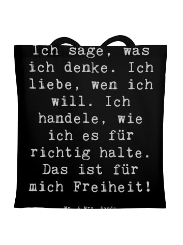 Mr. & Mrs. Panda Tasche Spruch Freiheit Leben mit Spruch in Schwarz