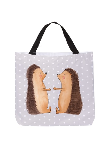 Mr. & Mrs. Panda Strandtasche Igel Liebe ohne Spruch in Grau Pastell