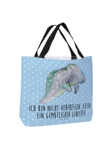 Mr. & Mrs. Panda Damen Schultertasche Seekuh Chillen mit Spruch in Blau Pastell