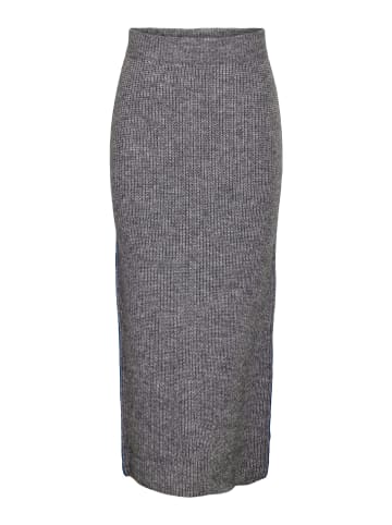 Noisy may Elegante gestreifte Strick-Longrock mit geripptem Design in Grau