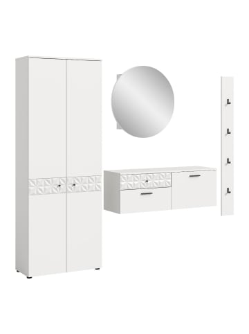 ebuy24 Garderobenmöbel Prisma Weiß 226 x 34 cm