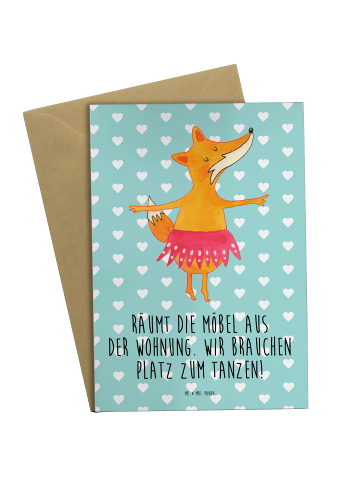Mr. & Mrs. Panda Beileidskarte Fuchs Ballerina mit Spruch in Türkis Pastell