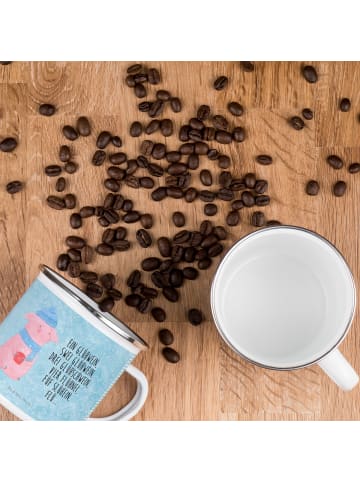 Mr. & Mrs. Panda becher emaille Schweinchen Glühwein mit Spruch in Eisblau