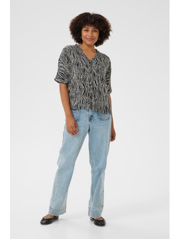 Cream Kurzarmhemd CRTiah Baggy fit in Black wavy dots