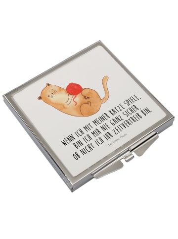 Mr. & Mrs. Panda Handspiegel Katze Wolle mit Spruch in Weiß