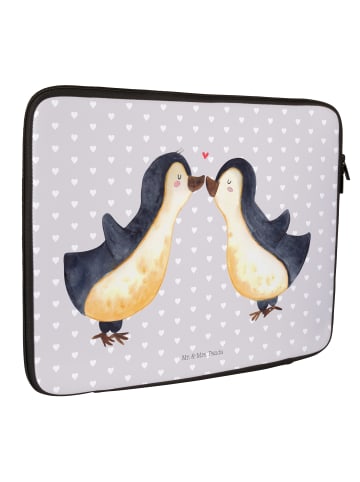 Mr. & Mrs. Panda Laptop Cover Pinguin Liebe ohne Spruch in Grau Pastell