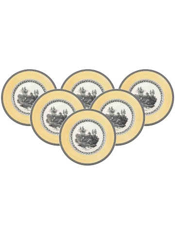 Villeroy & Boch 6er Set Frühstücksteller Audun Chasse ø 21,6 cm weiß-grau-gelb in weiß-grau-gelb