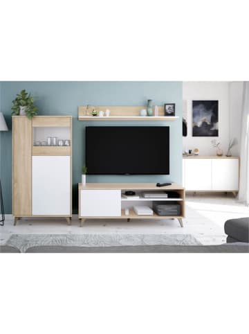 CALICOSY Vitrine Kikua Plus in Weiß - (W) 77 x (H) 142 x (L) 33 cm