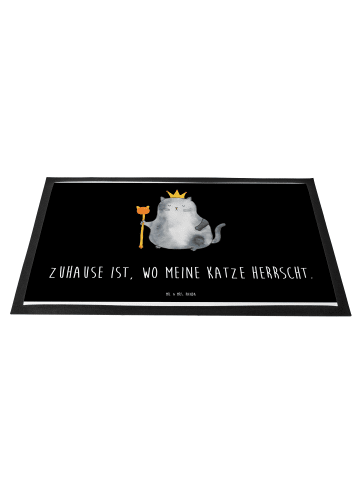 Mr. & Mrs. Panda Gummimatte Katze König mit Spruch in Schwarz