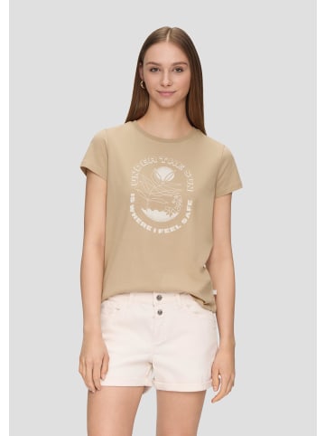 QS T-Shirt kurzarm in Beige