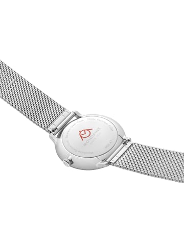 Mondaine Unisex-Armbanduhr Doppio Solar Mesh 41 mm Weiß / Silber