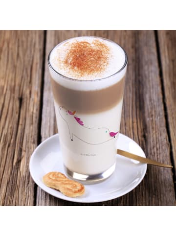 Mr. & Mrs. Panda Latte Macchiato Glas Einhorn Yoga ohne Spruch in Transparent