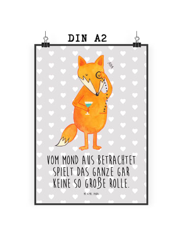Mr. & Mrs. Panda Plakat Fuchs Lord mit Spruch in Grau Pastell