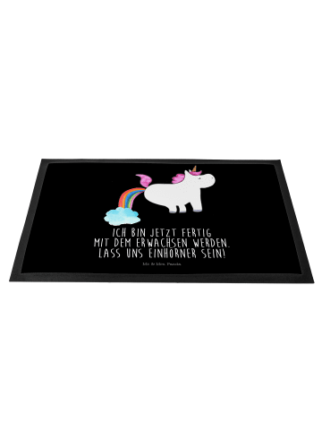 Mr. & Mrs. Panda Eingangsteppich Einhorn Pupsen mit Spruch in Schwarz